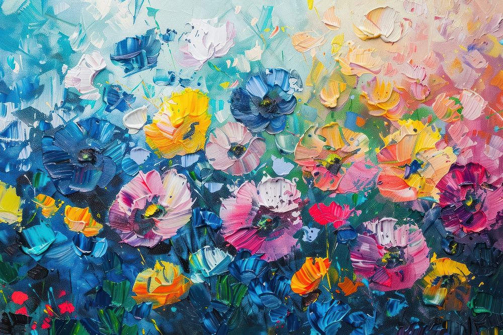 Flowers painting art outdoors.