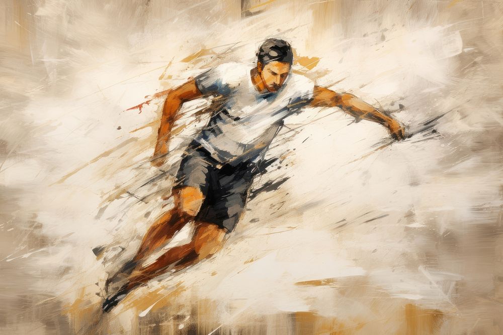 Guy playing sport motion blur brush stroke painting art photography.