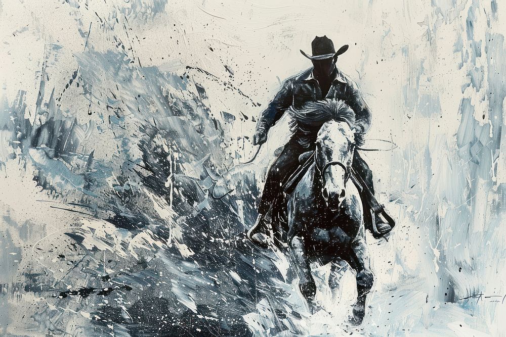 Guy riding a horse painting art recreation.