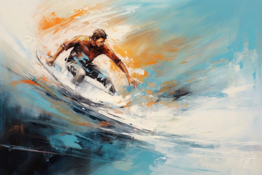 Guy surfing motion blur brush stroke recreation outdoors swimming.