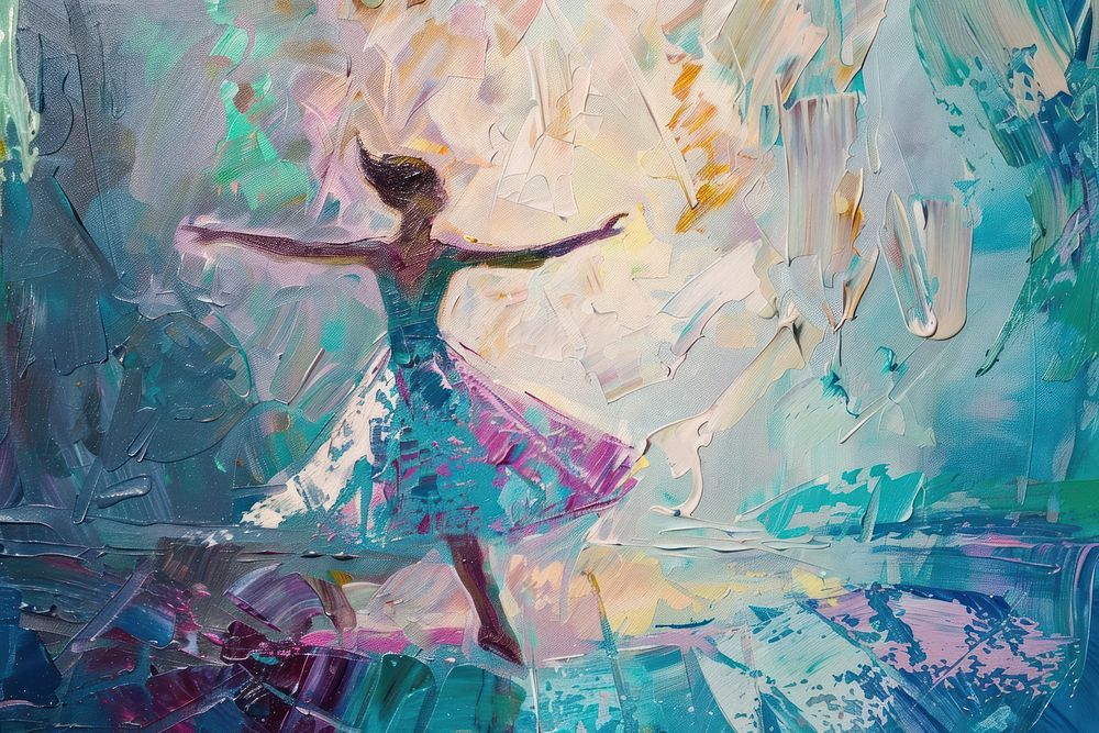 Girl dancing ballet painting art recreation.