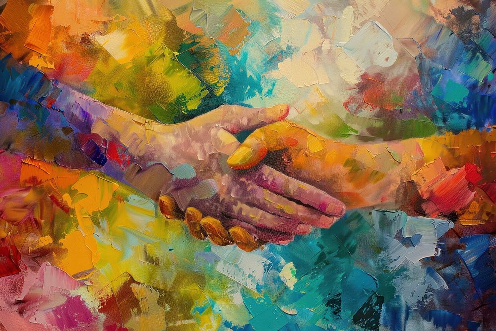 Hands connection painting art person.