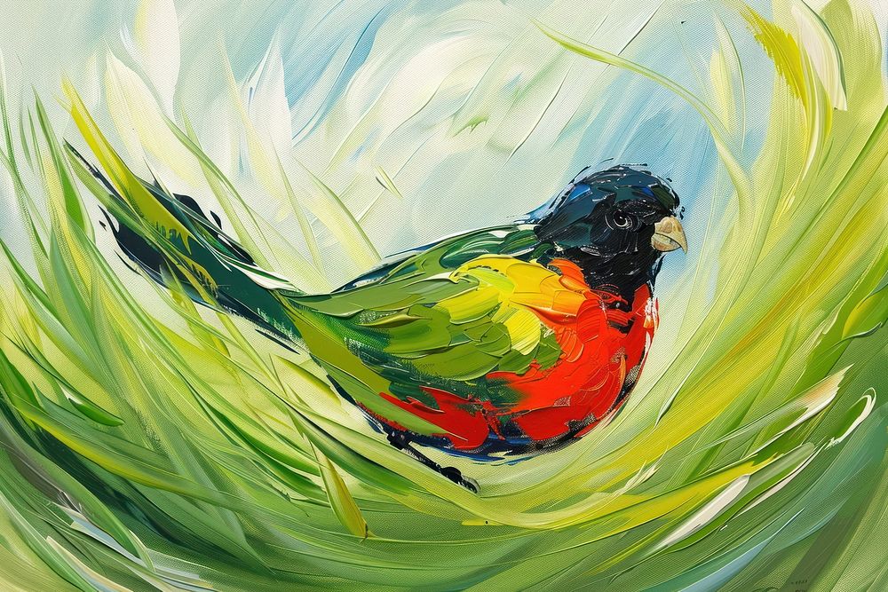 Impressionist bird painting art animal.