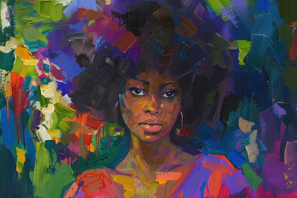 Impressionist black woman painting art photography.