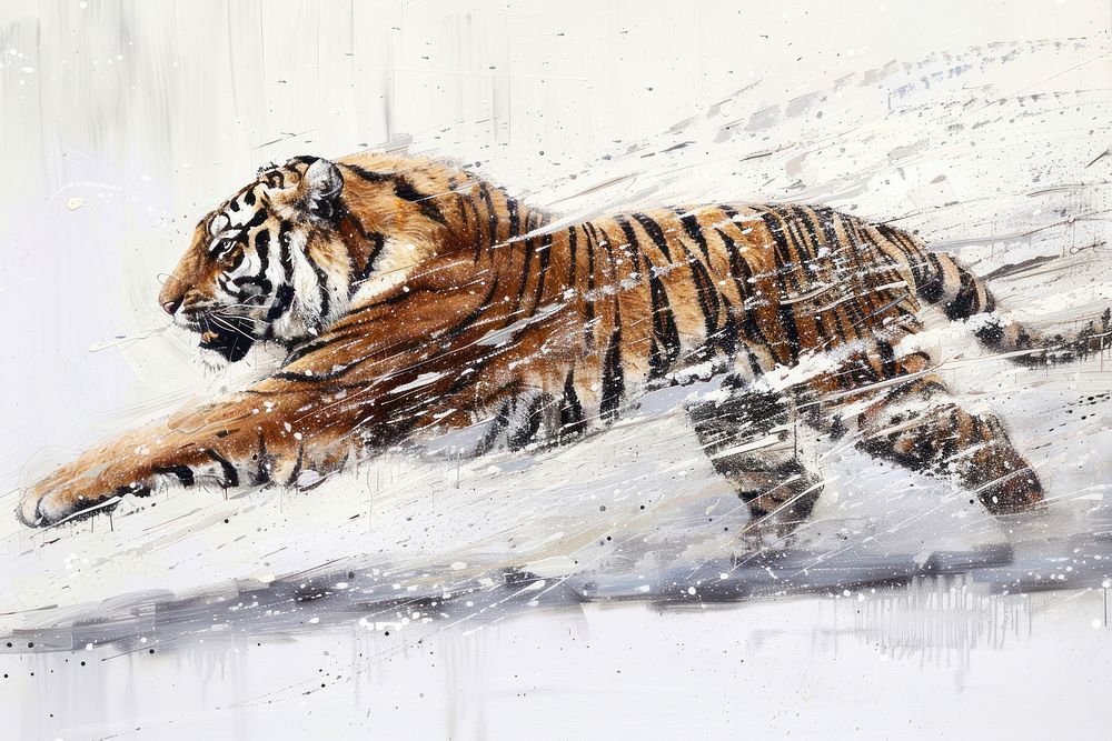 Impressionist tiger move wildlife animal mammal.