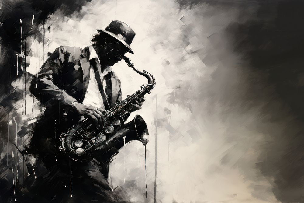 Jazz musician motion blur wristwatch saxophone concert.