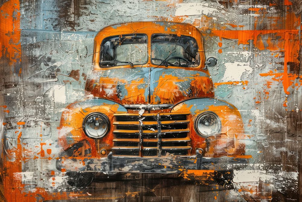 Vintage car painting art transportation.