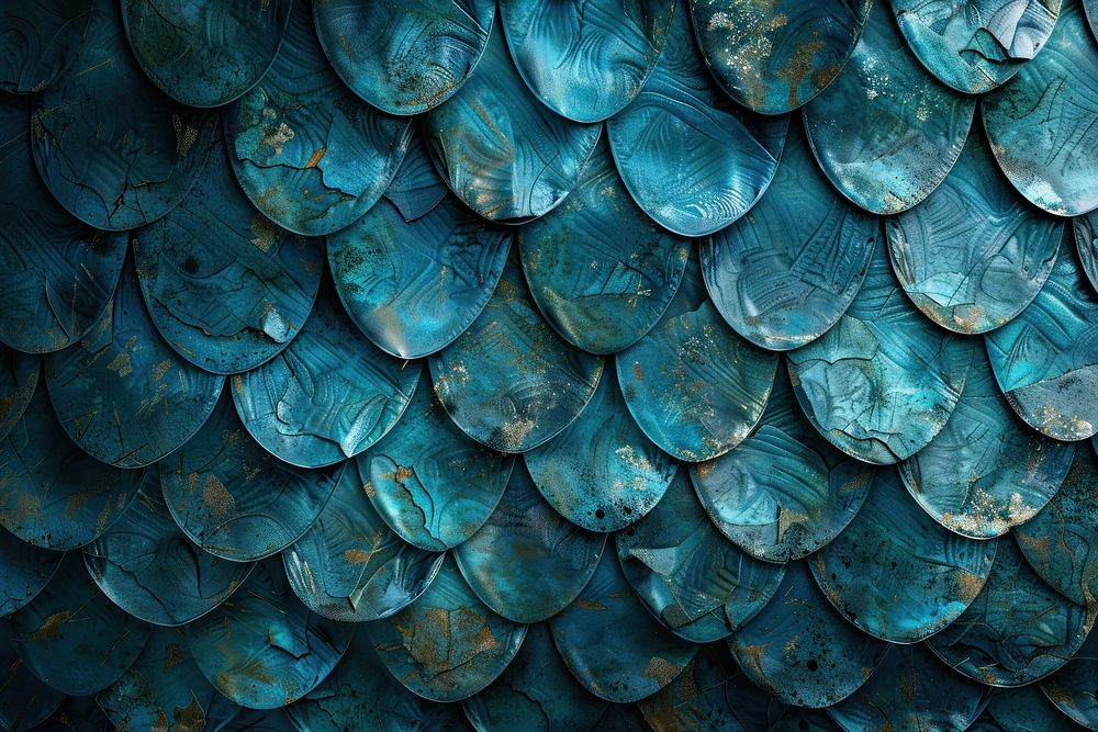 Fish scale turquoise texture person.
