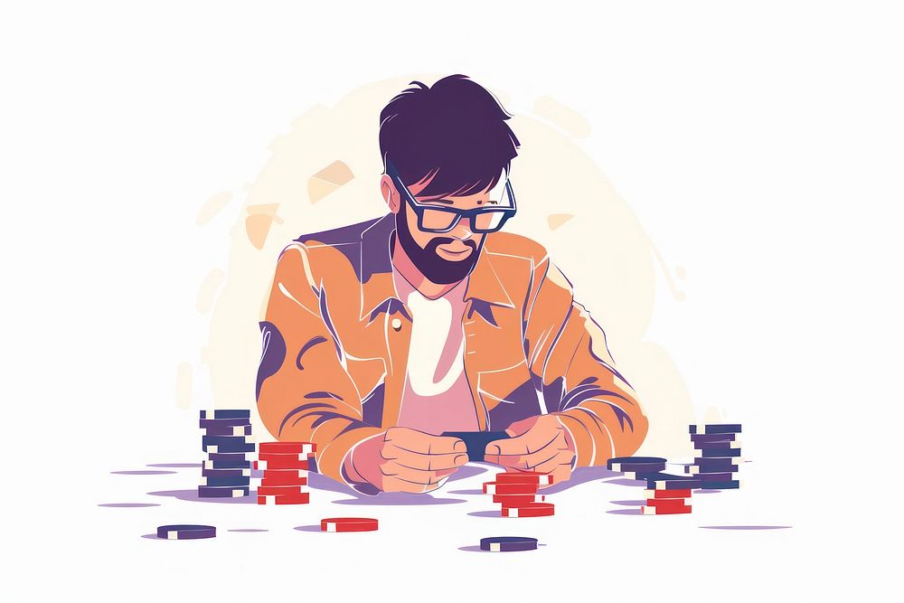 Businessman playing poker flat illustration accessories accessory gambling.