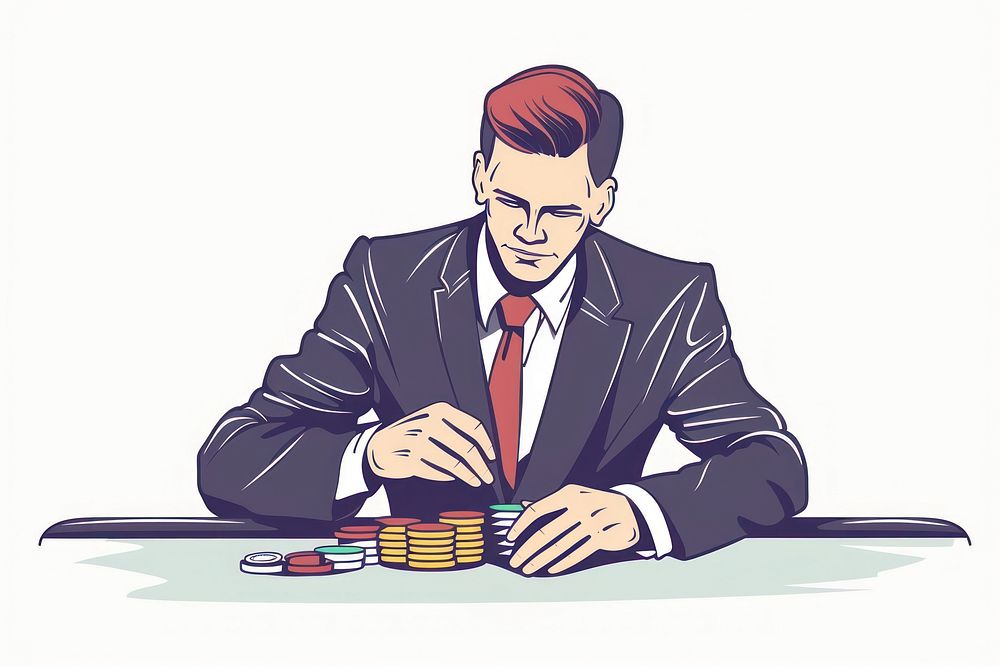 Businessman playing poker flat illustration accessories accessory gambling.
