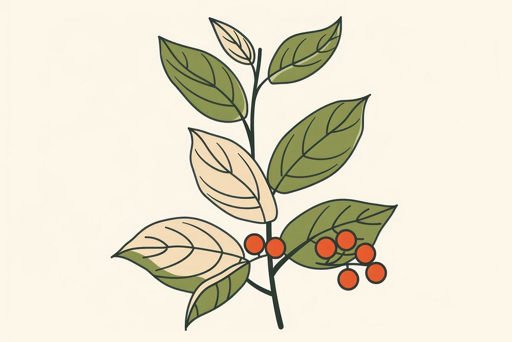 Coffee plant flat illustration art annonaceae produce.