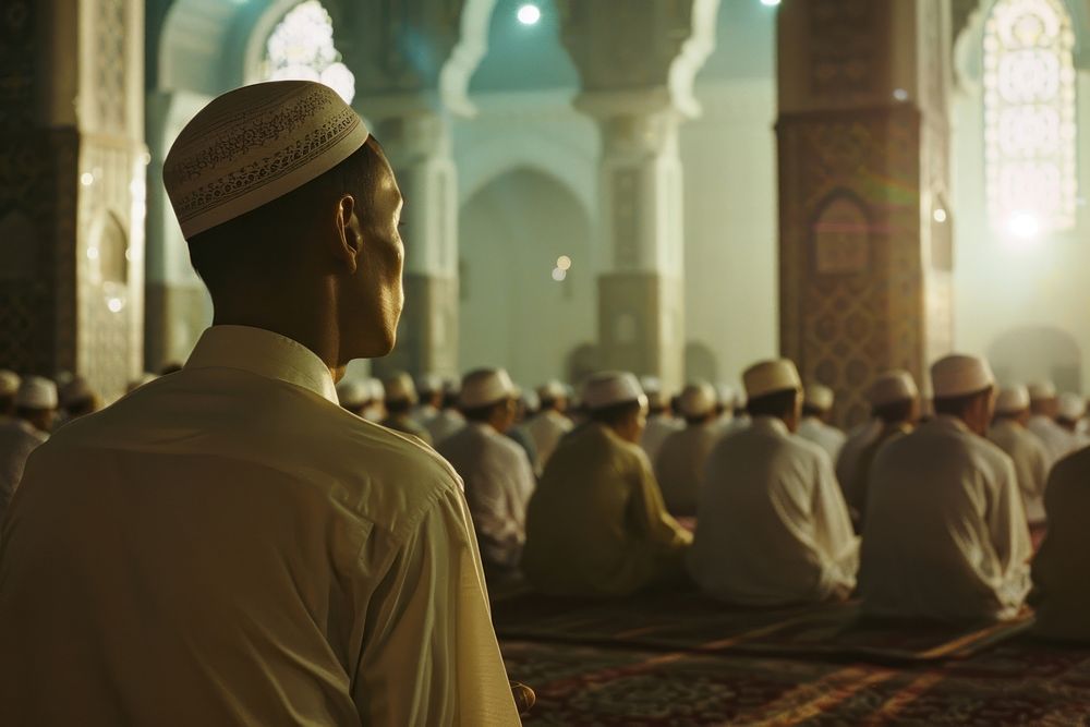 Muslim ramadhan in mosque clothing worship apparel.