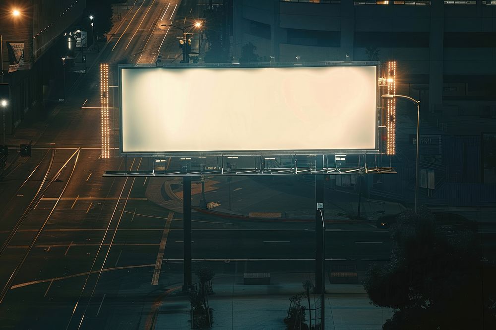 Blank long billboard mockup advertisement light traffic light.