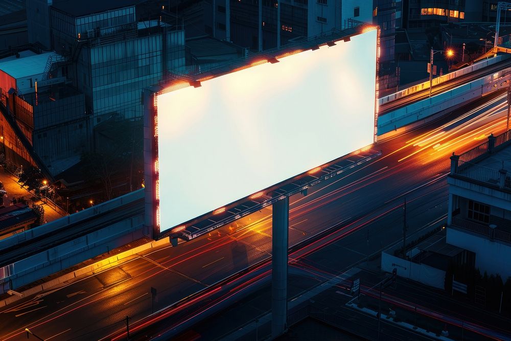 Blank long billboard mockup advertisement outdoors person.