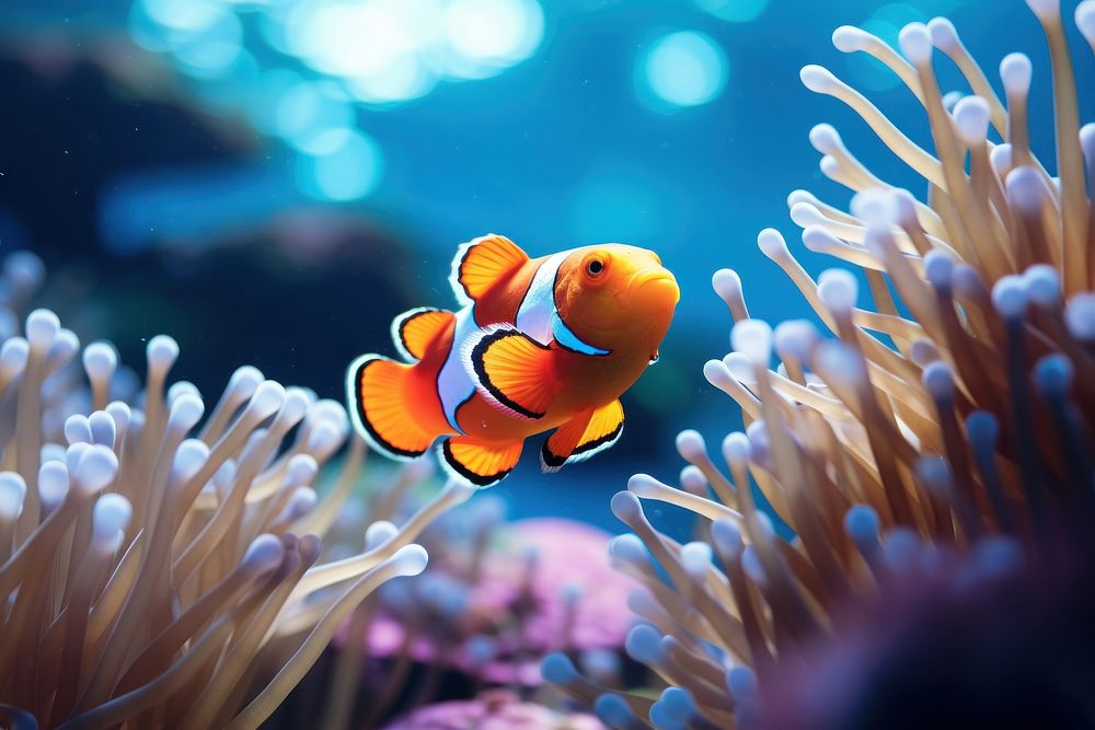 Common Clownfish invertebrate amphiprion outdoors.