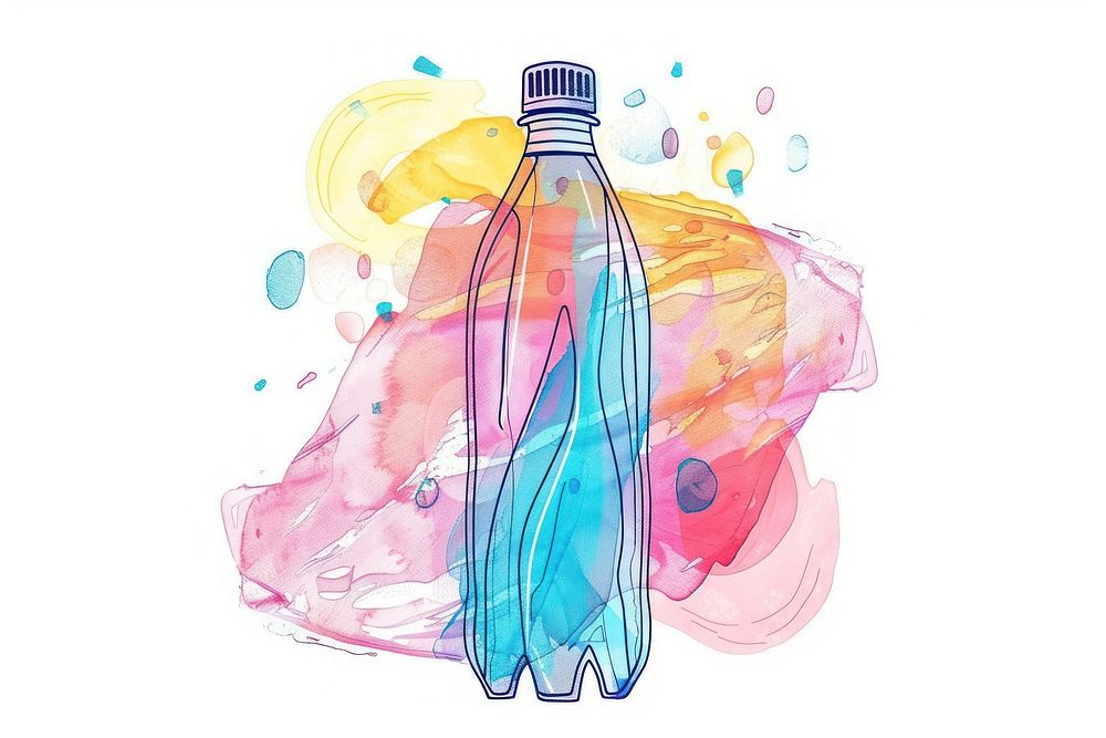 Crushed plastic bottle illustration art illustrated drawing.