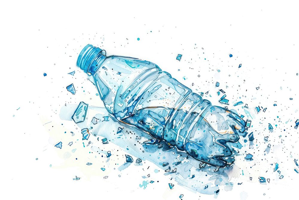 Crushed plastic bottle illustration beverage diaper person.
