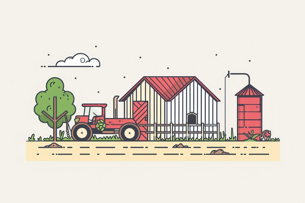 Farming flat illustration transportation countryside agriculture.