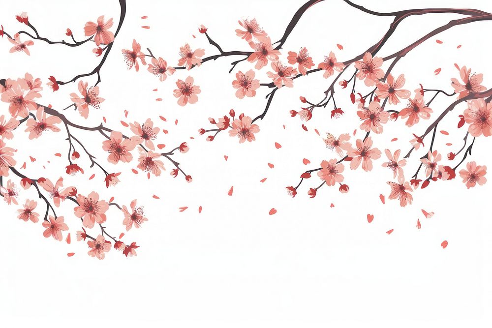 Flat illustration cherry blossom border backgrounds flower plant.