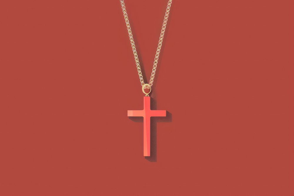 Flat illustration cross necklace pendant jewelry symbol.