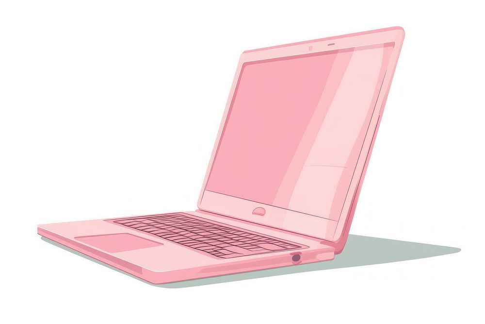 Flat illustration modern laptop computer white background portability convenience.