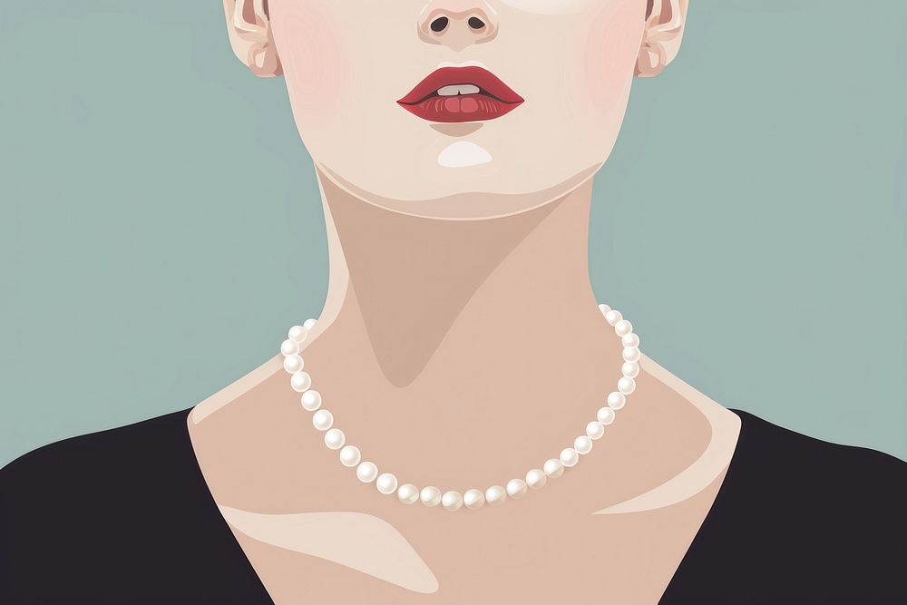 Flat illustration pearl necklace jewelry adult accessories.