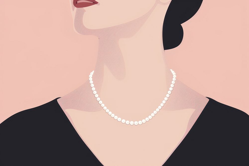 Flat illustration pearl necklace jewelry adult accessories.