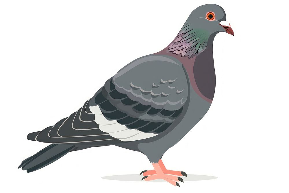 Flat illustration pigeon animal bird white background.