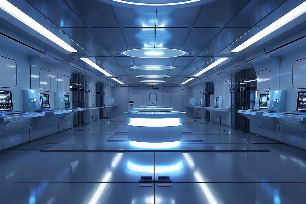 Server room architecture futuristic building.