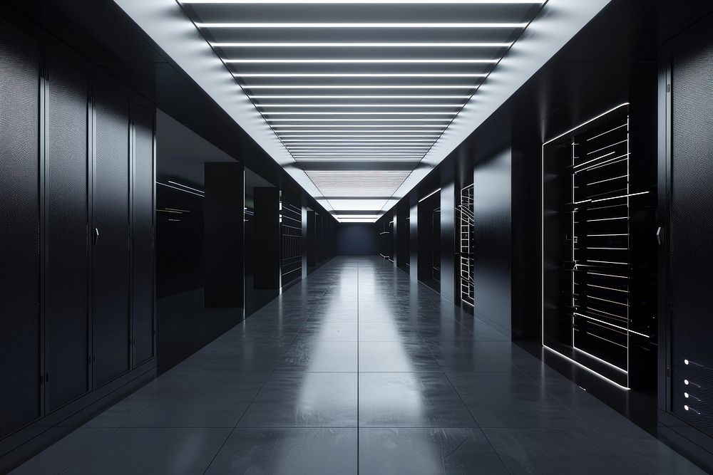 Server room architecture futuristic corridor.