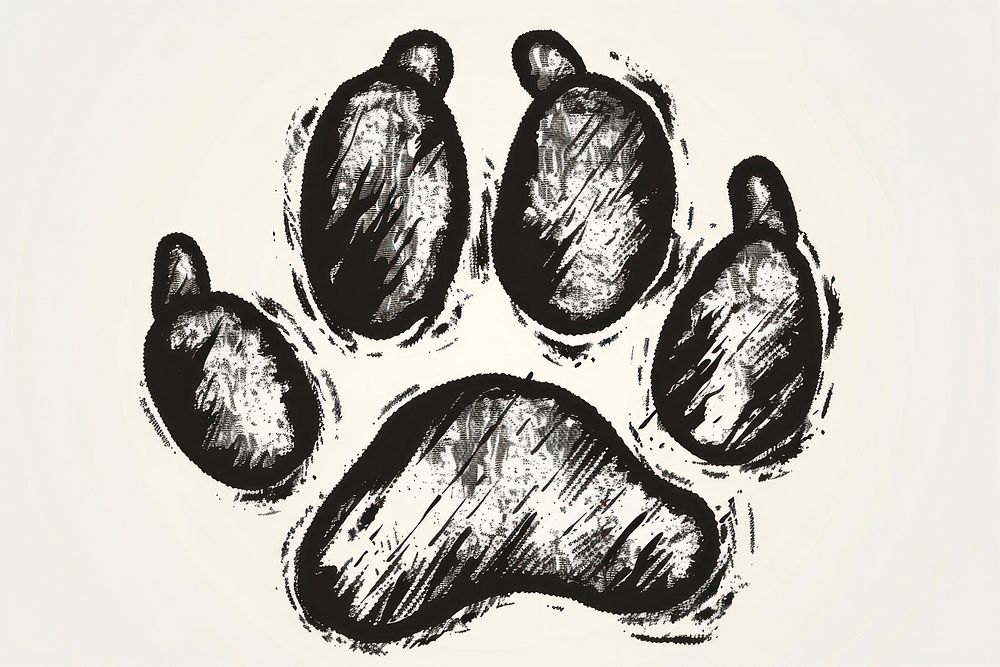 Paw print illustrated vegetable drawing.