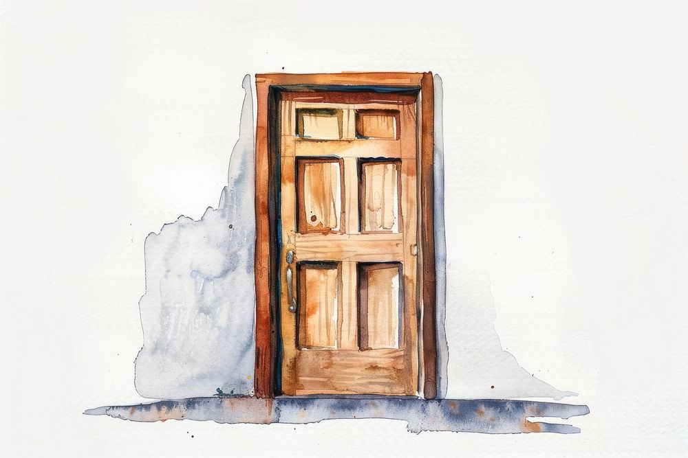 Ink painting close door wood architecture protection.