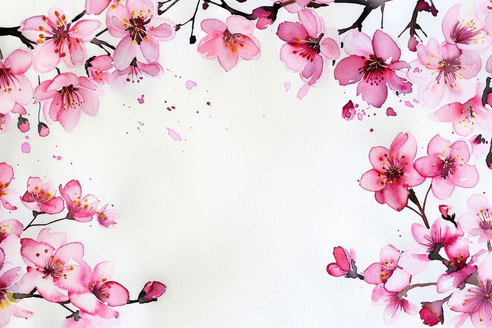 Monochromatic cherry blossom border backgrounds flower petal.