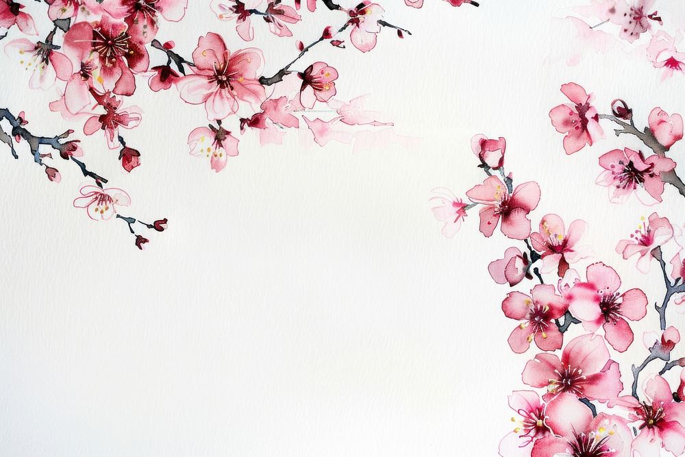 Monochromatic cherry blossom border backgrounds flower plant.