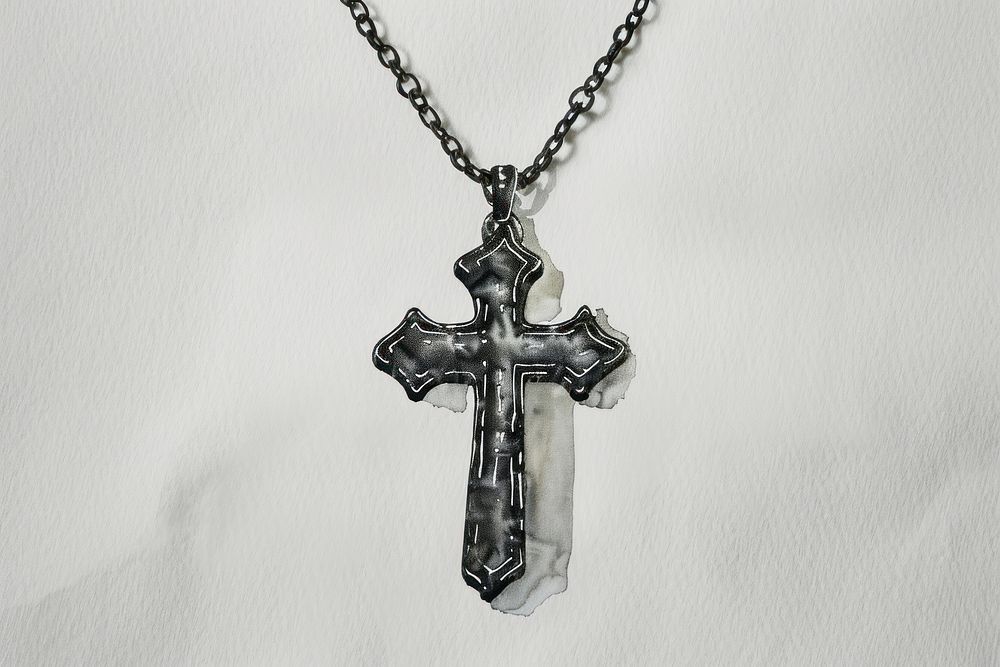Monochromatic cross necklace crucifix jewelry symbol.