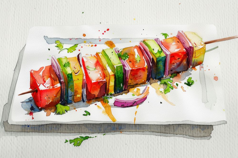 Monochromatic kebab sushi food meal.