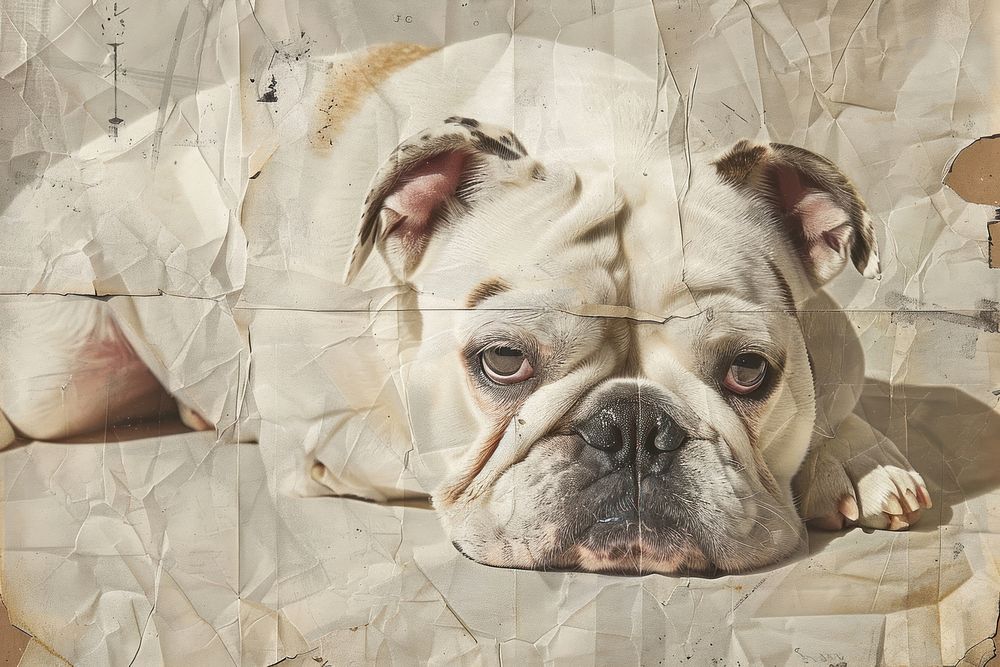 Retro collage of bulldog animal canine mammal.