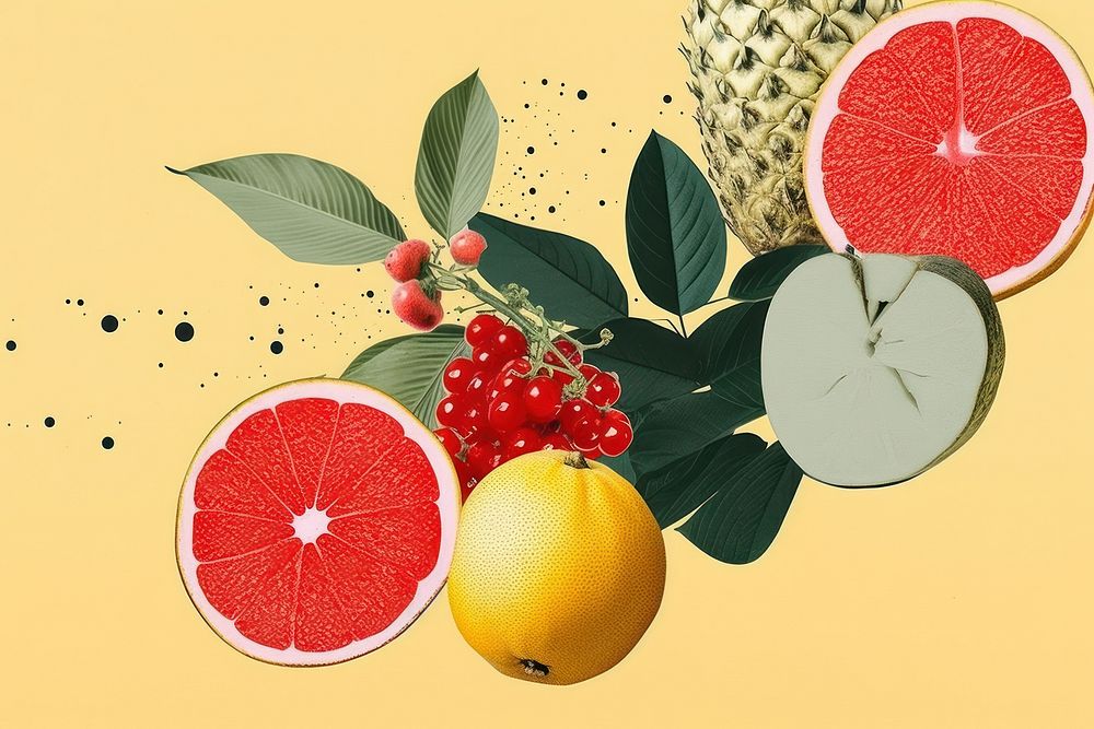 Retro collage of fruit accessories grapefruit accessory.