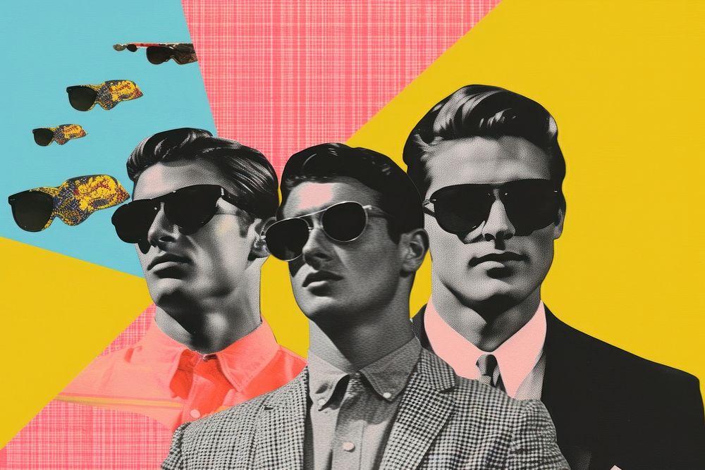 Retro collage of men accessories photography sunglasses.