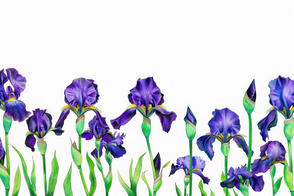 Iris flower border purple petal plant.