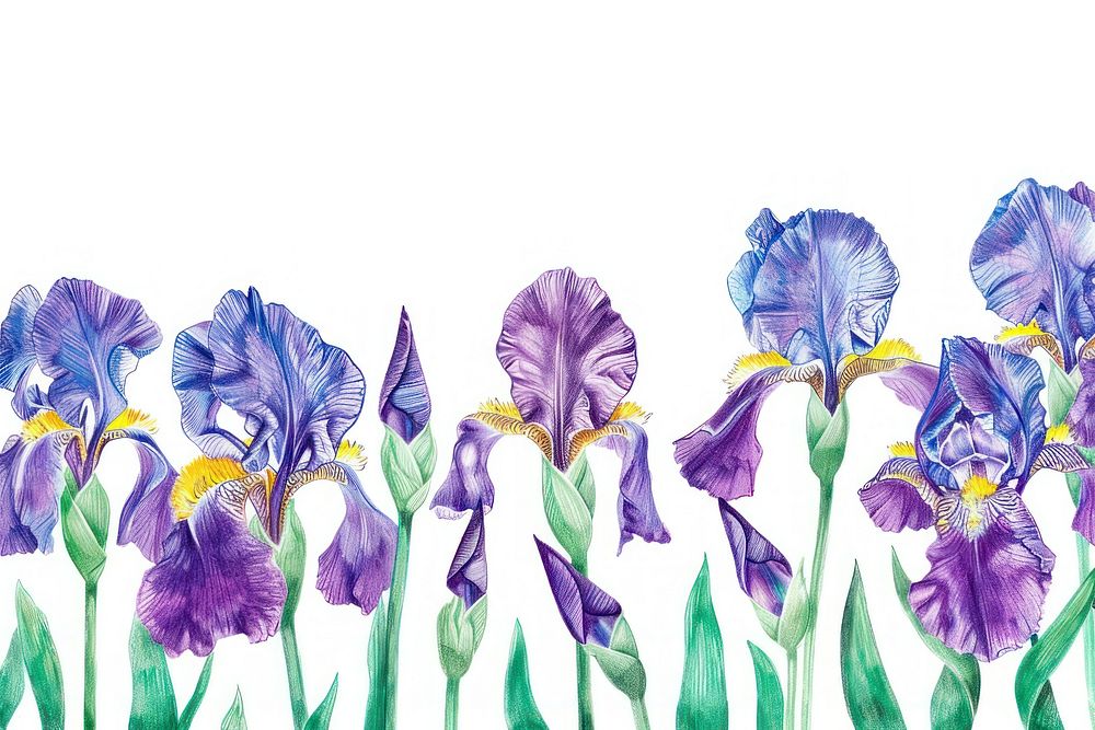 Iris flower border blossom purple petal.