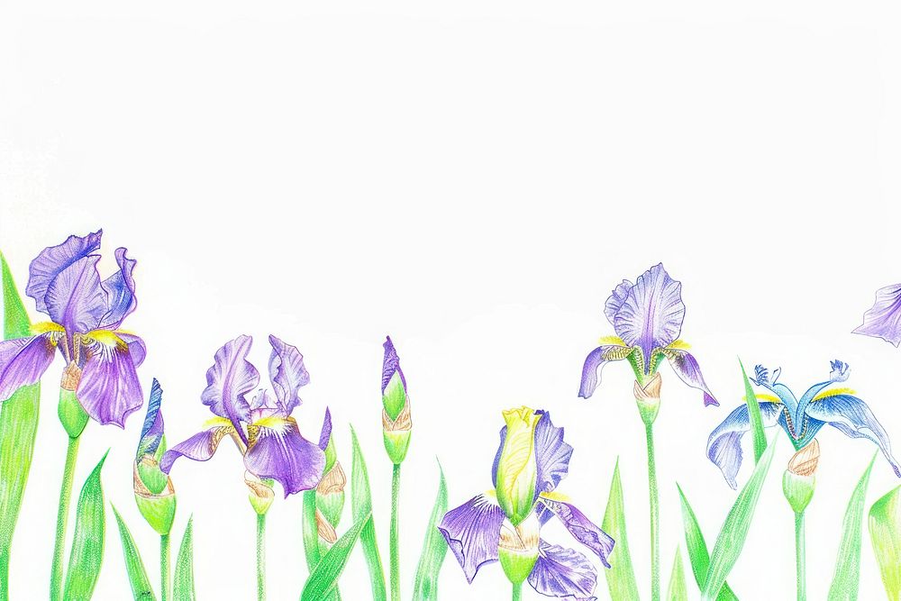 Iris flower border blossom purple petal.