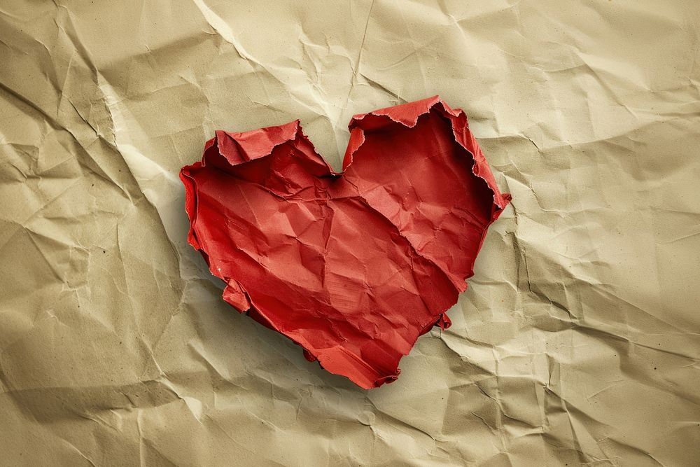 Heart torn paper shape backgrounds crumpled textured.