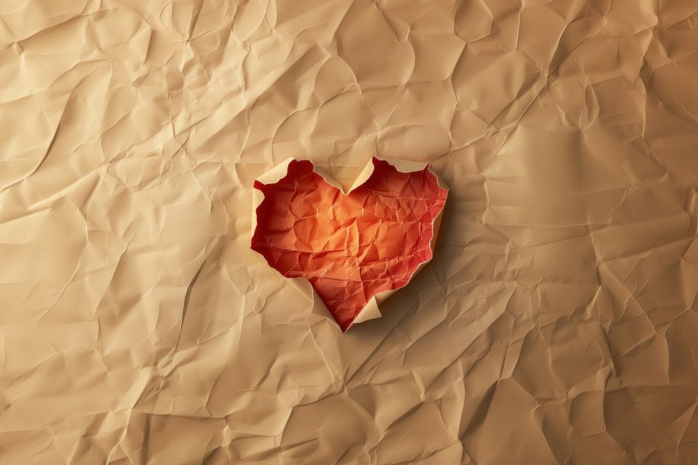 Heart torn paper shape backgrounds leaf crumpled.