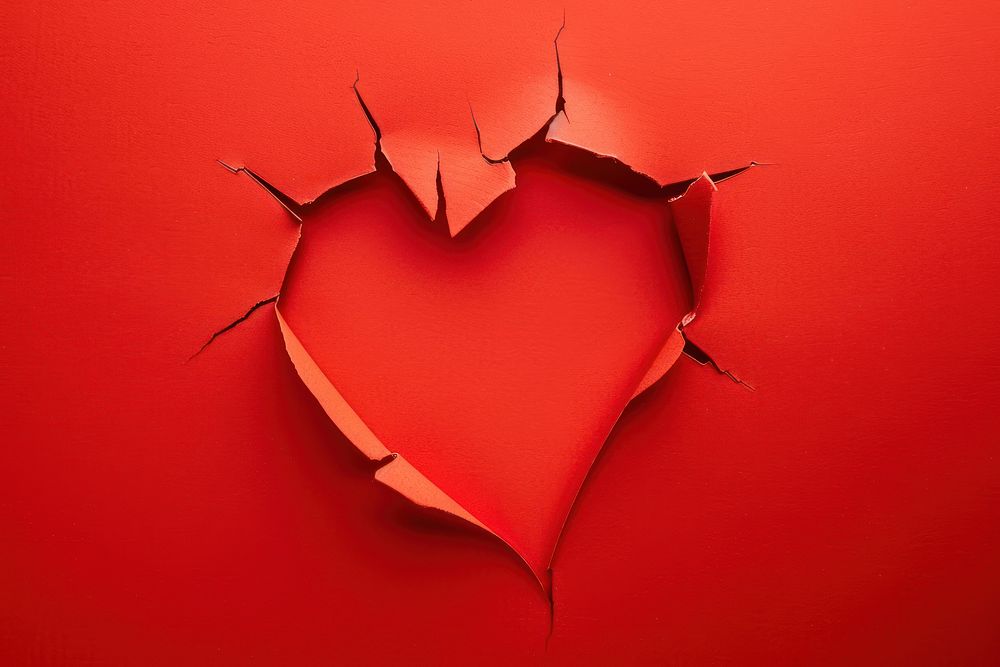 Heart torn paper shape backgrounds red misfortune.