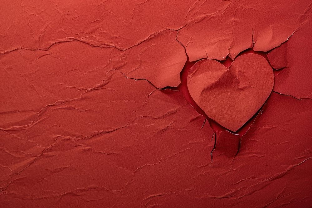 Heart broken torn paper backgrounds red textured.