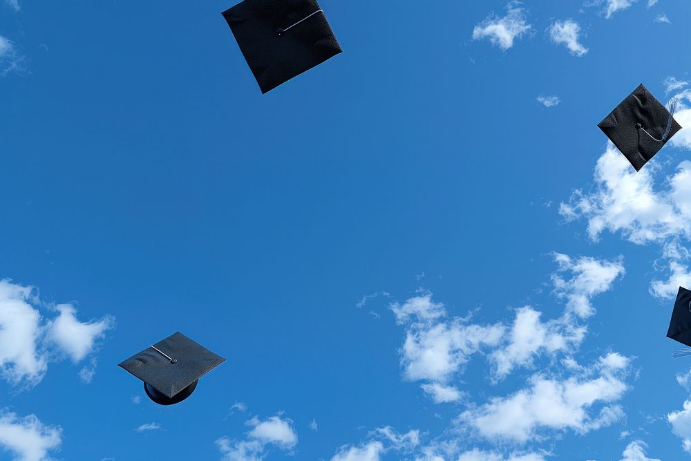 Graduation caps sky transportation outdoors.