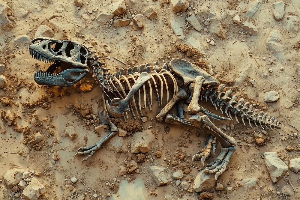 T-rex skeleton fossil dinosaur reptile animal.