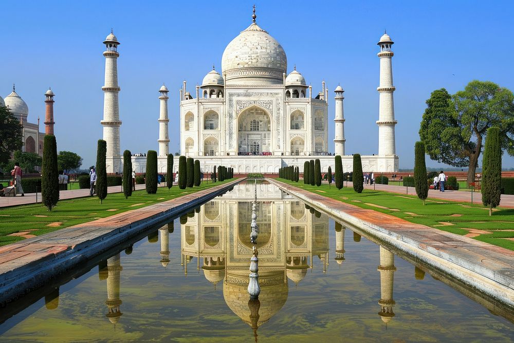 Taj Mahal in India architecture taj mahal outdoors.