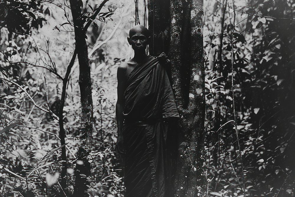 Thai monk go on an adventure in the Jungle jungle photo photography.
